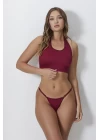 Kadın Bordo Ayarlanabilir Tanga Külotlu Büstiyer Takım