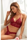 Kadın Bordo Çapraz Sırt Detaylı Şık Bralet Takım