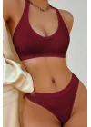 Kadın Bordo Seamless Tanga Sütyen Takım