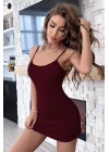 Kadın Bordo Sırt Kısmı Komple Dantelli Mini Gecelik