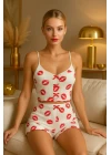 Kadın Dudak Desenli Şortlu Pijama Takımı