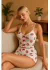 Kadın Dudak Desenli Şortlu Pijama Takımı