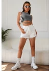 Kadın Gri Çapraz Bağlamalı Crop Top Büstiyer