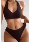 Kadın Kahverengi Seamless Tanga Sütyen Takım