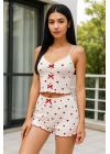 Kadın Kalp Desenli Şortlu Pijama Takımı