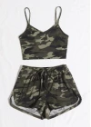 Kadın Kamuflaj Desenli Askılı Crop Top ve Şortlu Gecelik Takım