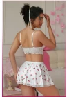 Kadın Kirazlı Fiyonklu Seksi Kostüm