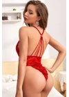 Kadın Kırmızı Dantel Sırtı Ip Detaylı Babydoll