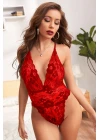 Kadın Kırmızı Dantel Sırtı Ip Detaylı Babydoll