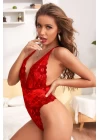 Kadın Kırmızı Dantel Sırtı Ip Detaylı Babydoll