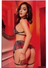Kadın Kırmızı Ekose Etekli Liseli Seksi Kostüm