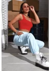 Kadın Kırmızı Kalın Askılı Crop Top Büstiyer