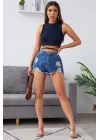 Kadın Lacivert Çapraz Bağlamalı Crop Top Büstiyer