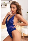 Kadın Mavi Dantel Sırtı Ip Detaylı Babydoll