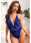 Kadın Mavi Dantel Sırtı Ip Detaylı Babydoll