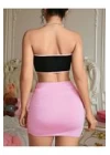 Kadın Pembe Ekose Etekli Seksi Kostüm