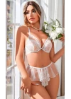Kadın Seksi Beyaz Dantel Fantazi Kostümü 3828
