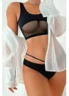 Kadın Siyah Çapraz Ip Detaylı Şık Bikini Takımı