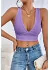 Kadın Siyah Çapraz Sırt Detaylı Şık Crop Top Büstiyer