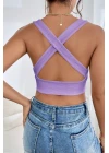 Kadın Siyah Çapraz Sırt Detaylı Şık Crop Top Büstiyer
