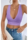 Kadın Siyah Çapraz Sırt Detaylı Şık Crop Top Büstiyer