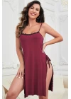 Kadın Siyah Cut Out Detaylı Yırtmaçlı Sexy Gecelik