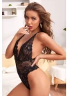 Kadın Siyah Dantel Sırtı Ip Detaylı Babydoll