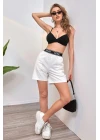 Kadın Siyah Kapsız Sırtı Açık Crop Top Bluz