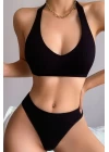 Kadın Siyah Seamless Tanga Sütyen Takım