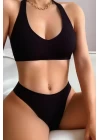 Kadın Siyah Seamless Tanga Sütyen Takım