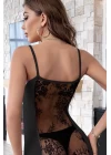 Kadın Siyah Sırt Kısmı Komple Dantelli Mini Gecelik