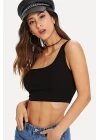Kadın Siyah Tek Omuz Crop Büstiyer