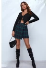 Kadın Siyah Uzun Kollu Önden Bağlama Detaylı Crop Top Bluz