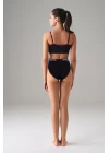 Kadın Siyah V Kesim Yüksek Bel Slip 7154