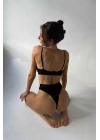 Kadın Siyah Yüksek Bel Dolgusuz Slip Takım