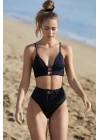 Kadın Siyah Yüksek Bel Özel Bikini Takımı