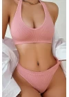 Kadın Somon Seamless Tanga Sütyen Takım