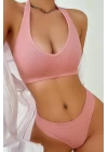 Kadın Somon Seamless Tanga Sütyen Takım