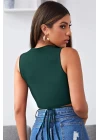 Kadın Yeşil Çapraz Bağlamalı Crop Top Büstiyer