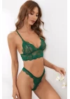 Kadın Yeşil Çapraz Sırt Detaylı Şık Bralet Takım