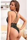 Kadın Yeşil Dantel Sırtı Ip Detaylı Babydoll