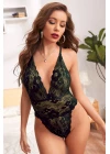 Kadın Yeşil Dantel Sırtı Ip Detaylı Babydoll