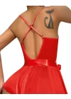 Kırmızı Dantel İşlemeli Kurdelalı Fantezi Tül Babydoll