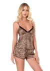 Leopar Saten Babydoll Şort Takımı