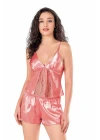 Mercan Saten Babydoll Şort Takımı