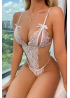 Özel Bölgesi Açık Dantelli Beyaz Fantazi Babydoll Brf1311