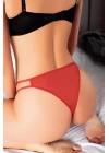 Özel Bölgesi Açık Kelebek İşlemeli Fantezi Desenli Taşlı Kiremit Tanga String