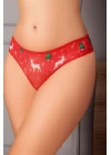 Özel Bölgesi Açık Yılbaşı Desenli Fantezi Tanga String