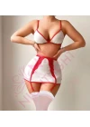 Seksi Sütyenli Mini Etekli Fantazi Hemşire Kostümü
