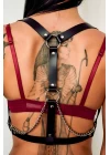 Sırtı Zincir Detaylı Şık Deri Harness - Brf215